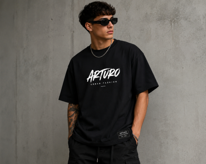 Modelo llevando camiseta Arturo Urban Fashion