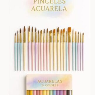 Estuche de acuarelas Trazos del alma en acuarela - set "Acuarelas 24 colores + 23 pinceles "trazados del alma"