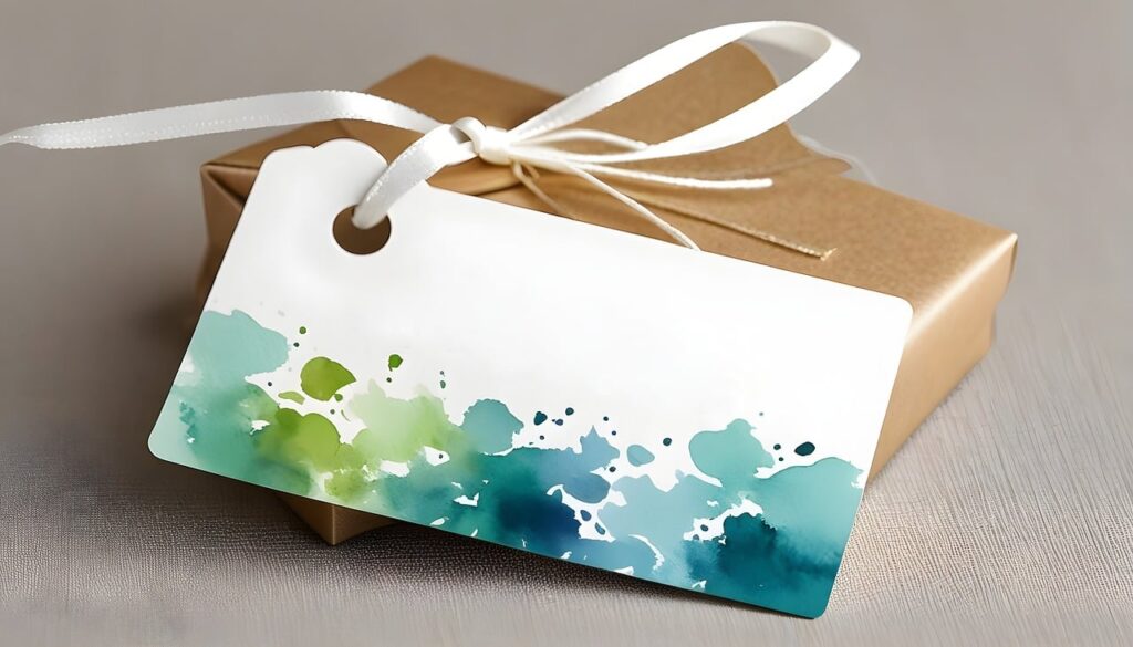 Tarjeta apegada a un regalo.