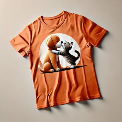 Camiseta naranja de mascotas viajeras