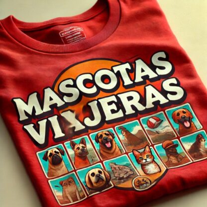 Camisetas de perros viajeros roja