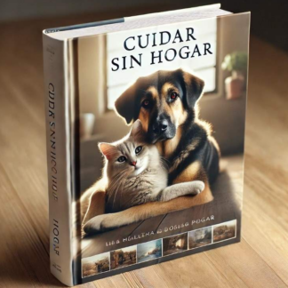 Un libro con un gato y un perro abrazados en la portada de un libro