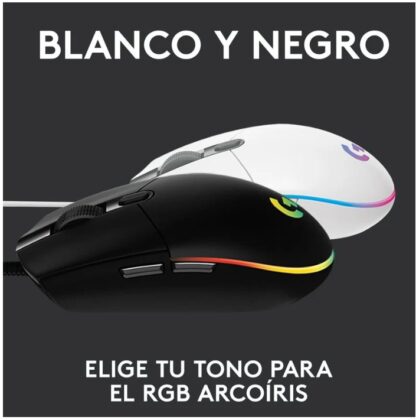 Ratón Logitech Gaming de color blanco y negro