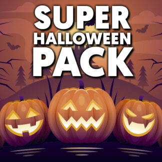 Imagen en la que se promociona un pack de Halloween con los productos PcCom Lite AMD Ryzen 5 y Baroni Home Silla de Gaming de color naranja