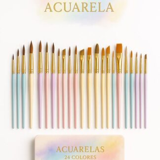 Set "Acuarelas 24 Colores + 23 Pinceles "Trazos del Alma"