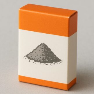 Una cajetilla pequeña naranja con una imagen de un montoncito de carbón vegetal