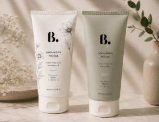 Limpiador facial de nuestra gama lux en formato verde para pieles normales y formato con flores para pieles delicadas